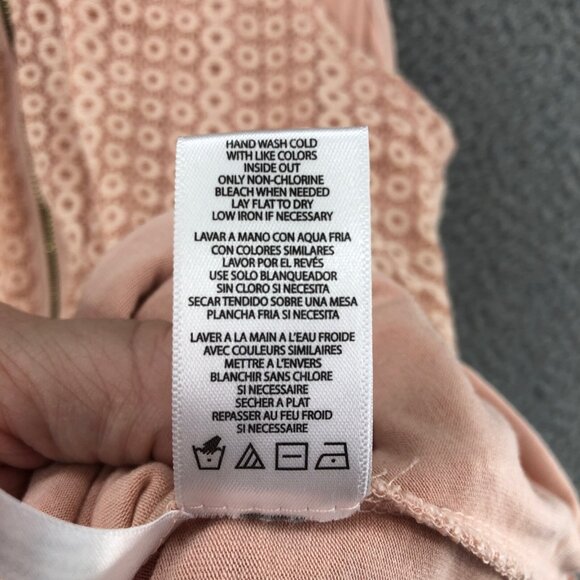 Calvin Klein Top Women Medium Pink Sleeveless 1/2 Zip Eyelet Lace Stretch Casual - Picture 7 of 10